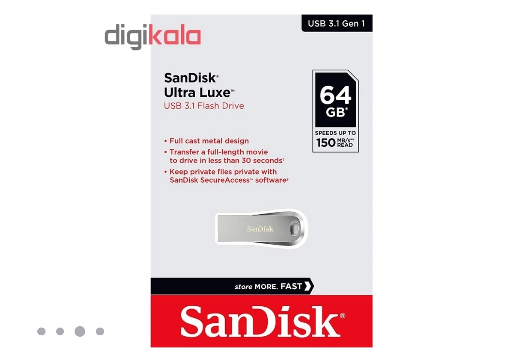 فلش مموری USB3.1 سن دیسک 64 گیگابایت مدل SanDisk Ultra Luxe