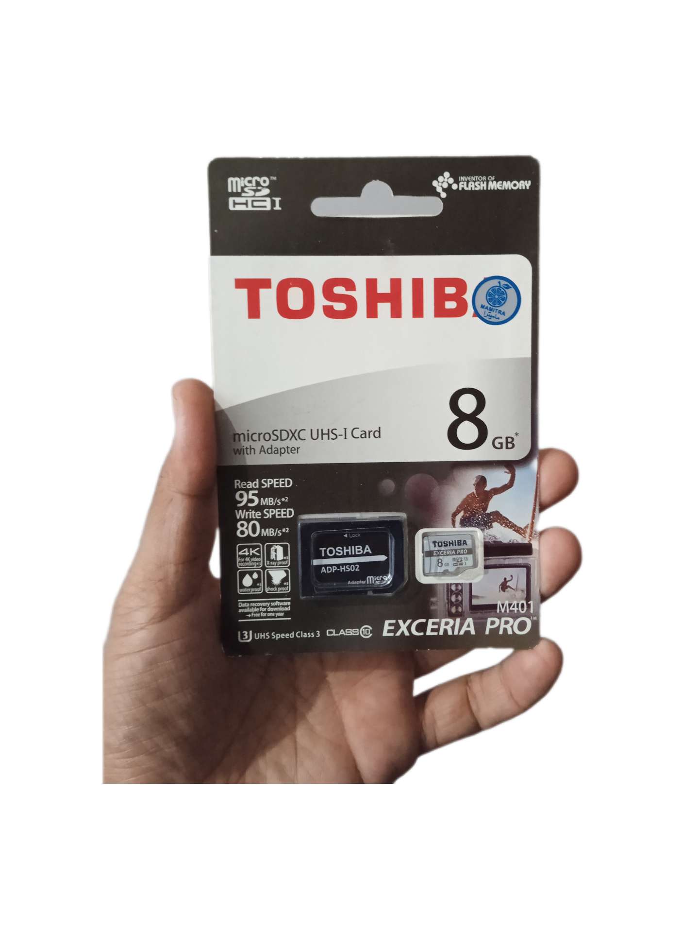 کارت حافظه (رم) 8 گیگ میکرو توشیبا  با خشاب مدل  TOSHIBA MicoSDXC Exceria  PRO  M401  گارانتی مادام العمر