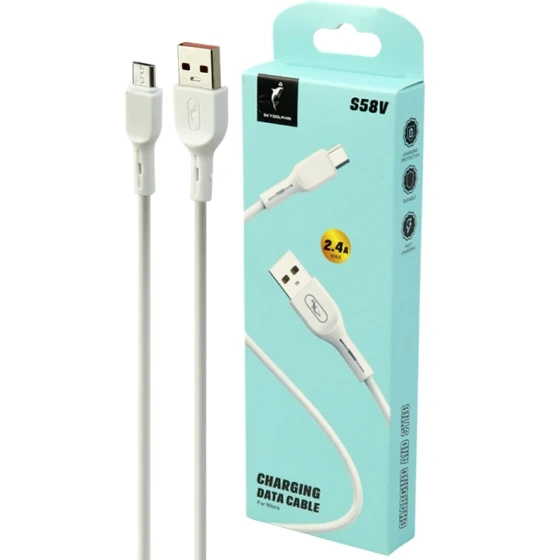 کابل میکرو یو اس بی فست شارژ 2.4 آمپر اسکای دلفین S58V طول 1 متر