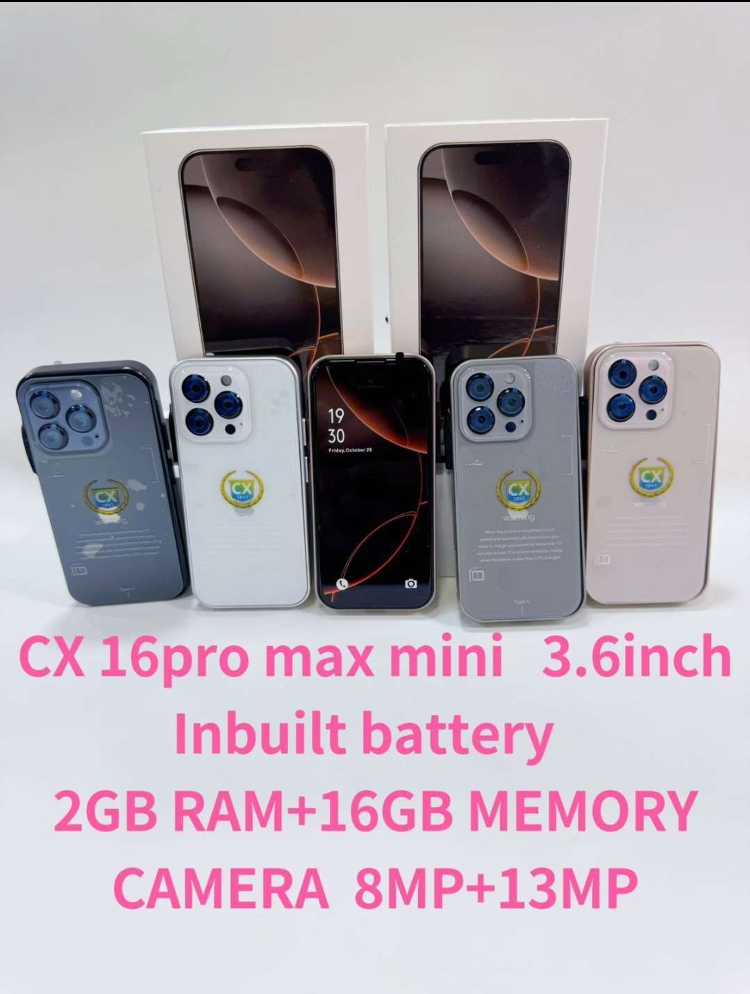 گوشی 4.0اینچ طرح آیفون 16پرومکس شرکت CX  | حافظه 16 رم 2گیگابایت(cx company) Iphone 16 promax mini