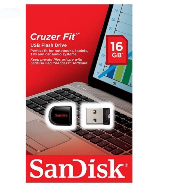 فلش مموری  سن دیسک  مدل فیت با ظرفیت۱۶ گیگ  Sandisk Cruzer  Fit CZ3 16 Gig